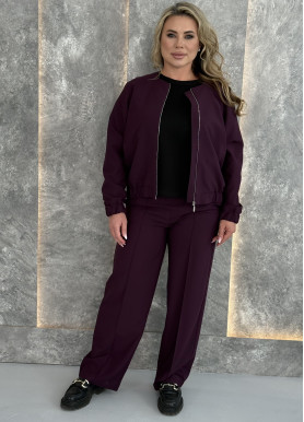 Костюм бомбер і штани на резінці з потайною змійкою преміум костюм бордовий